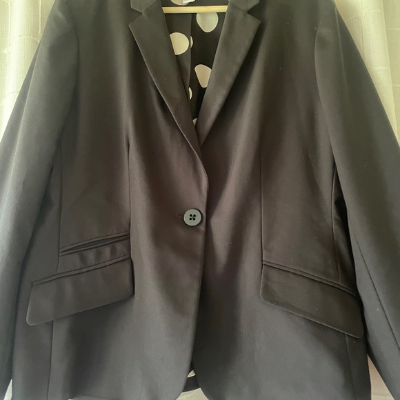 Chico black one button blazer size woman’s blazer with black polka dot liner - Picture 2 of 5
